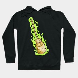 Magic Witch Broom With Green Shimmer Halloween Hoodie